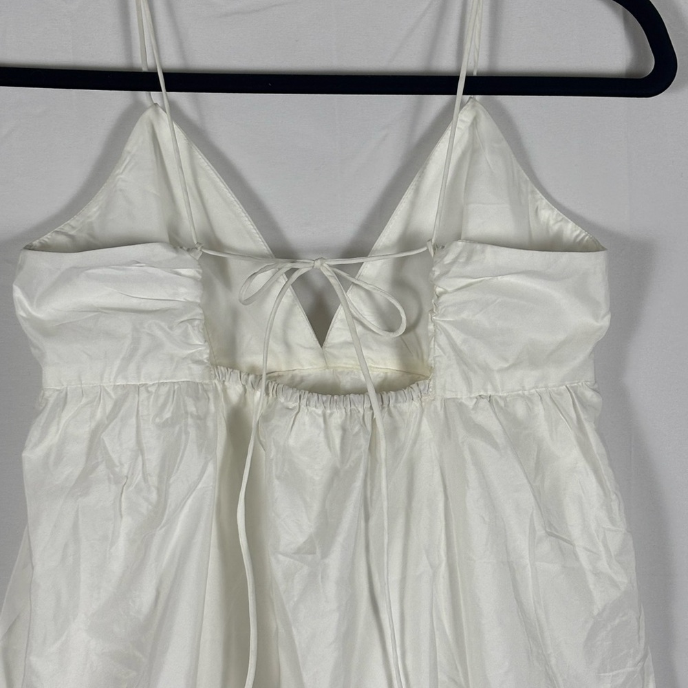 Zara Mini Dress Spaghetti Strap Babydoll White-M - Picture 9 of 11